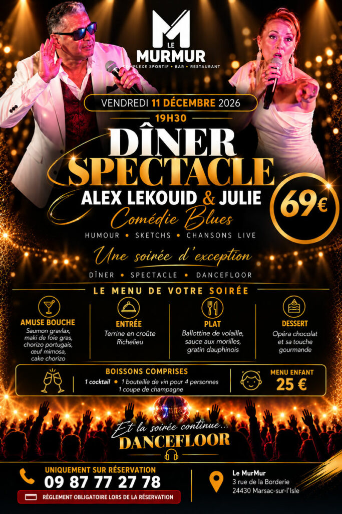 Dîner spectacle au Murmur le 11 décembre 2026
