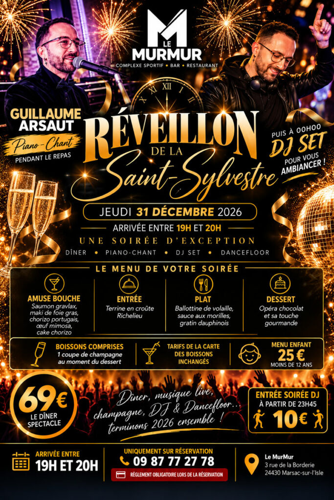 Réveillon de la Saint-Sylvestre 2026 au Murmur